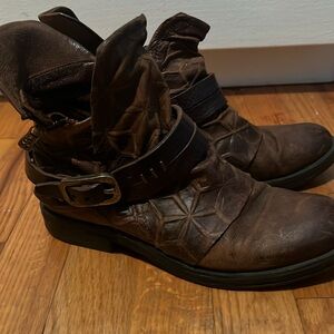 A.S. 98 Brown Leather Booties